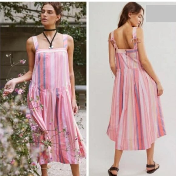 NWT Free People Primavera Stripe Midi Dress Size L & M - Picture 2 of 10